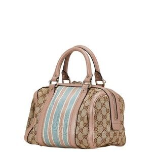 Gucci Canvas Tan Shoulder Beige Boston Bag Leather Pink GG